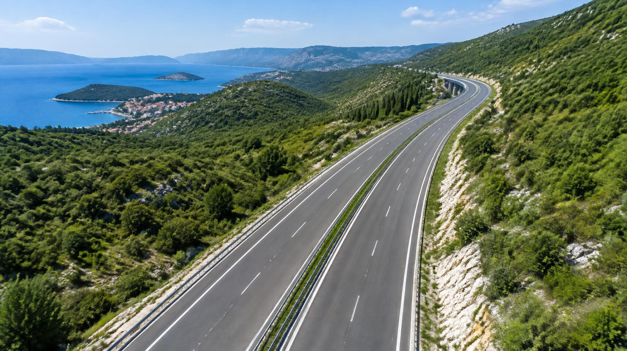Highway road stretching through landscape
