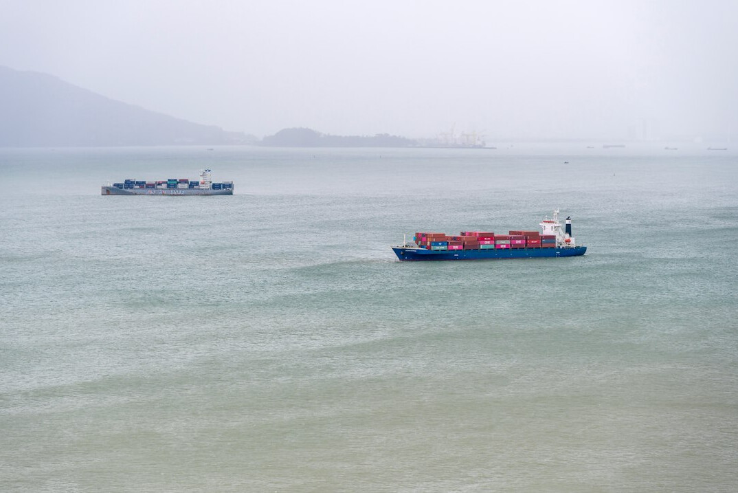 cargo ship at sea